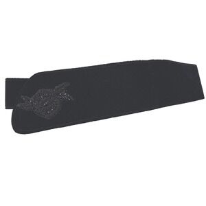 VTG Carla Marchi Black Velvet Beaded Flower Snap Closure Waist‎ Belt OS Goth 80s